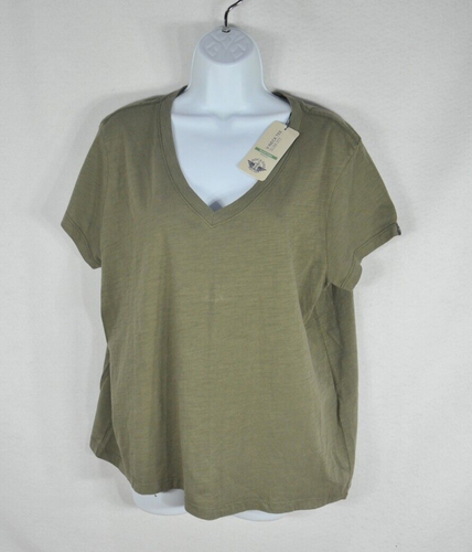 Dockers Women's T shirt XL Slim Fit V-Neck Short Sleeve Green NWT