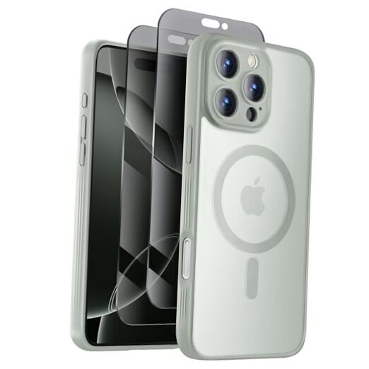 Designed for iPhone 16 Pro Case, Compatible with MagSafe, with Calke Green