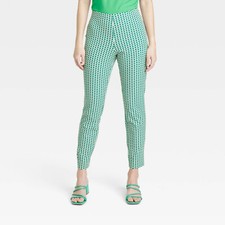Size 4 - Womens High-Rise Slim Fit Ankle Pants - A New Day - Green Print
