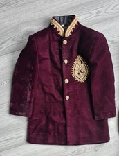 Boys velvet burgundy, Sharwani Indian Pakistani Wedding Outfit, size 3