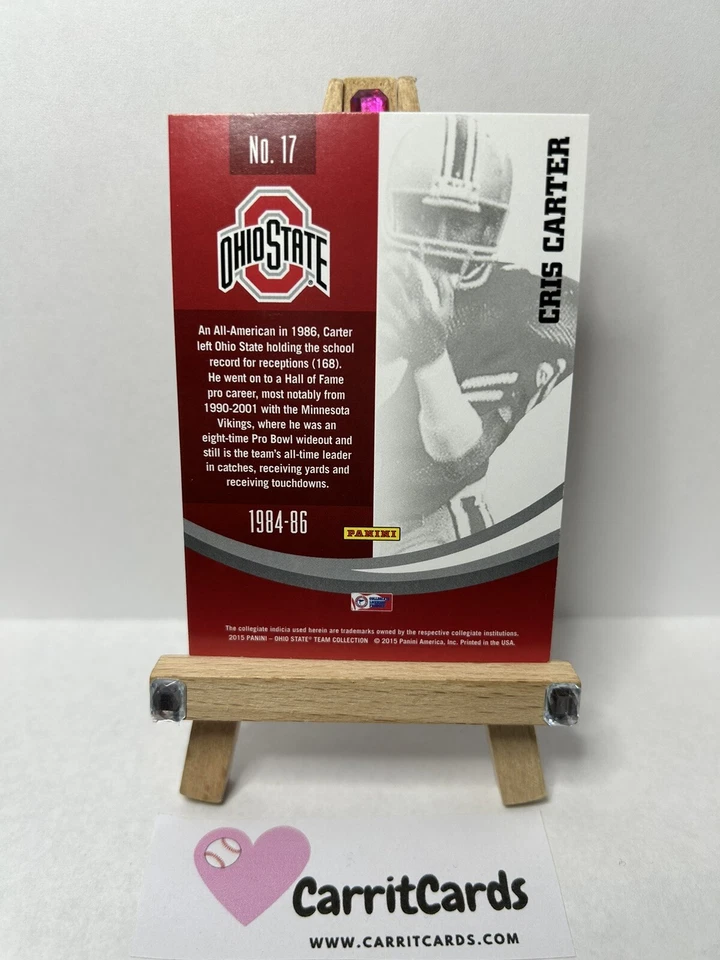 CRIS CARTER 2015 Panini Ohio State Team Collection #17 - Image 4 of 4