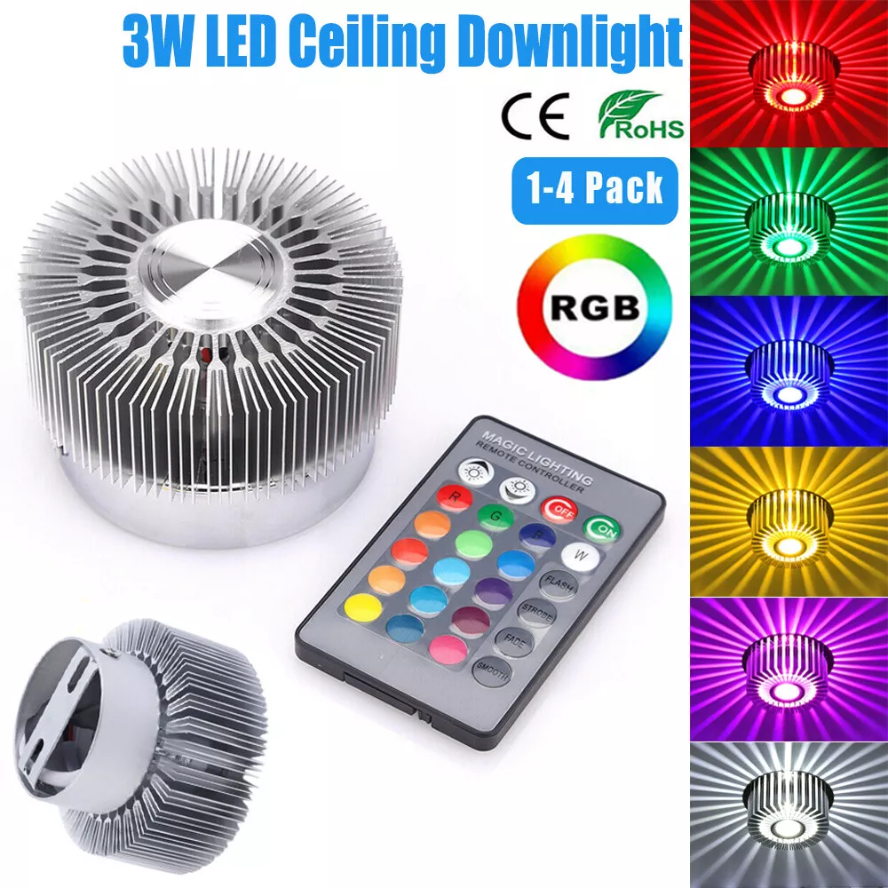 Pack led color changing recessed lighting 3w rgb downlight ceiling light deals