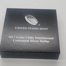 2017 P Lions Club UNC Silver Dollar Centennial Commemorative $1 Coin W/Box & COA