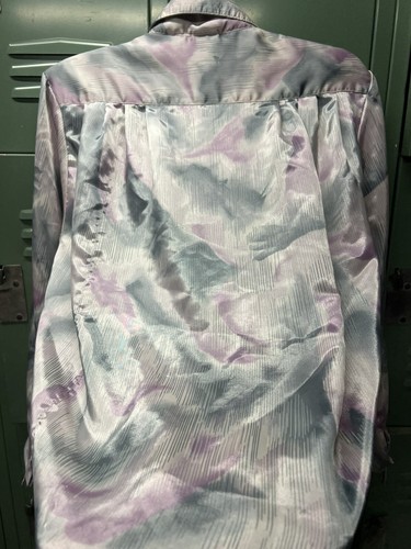 Vintage Pastel Patterned Blouse Shiny Finish - Picture 10 of 11