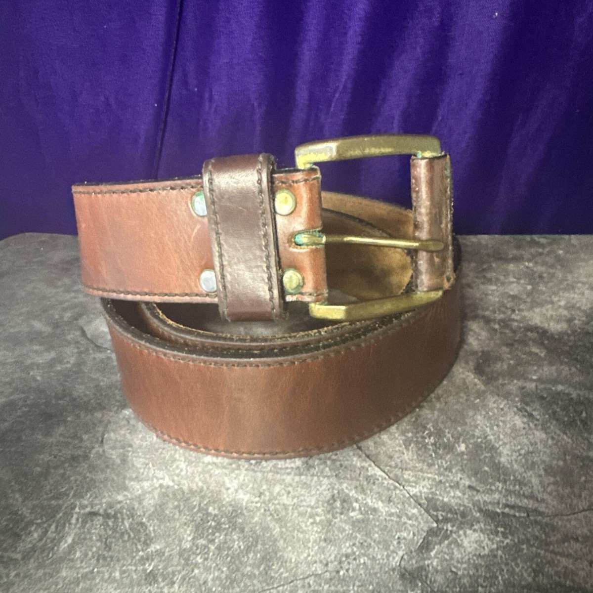 Vintage Canterbury Silver Heart Concho Woven Brown Leather Belt Sz M 34” Brown Size M Concho Belts for Women for sale | eBay main image 4