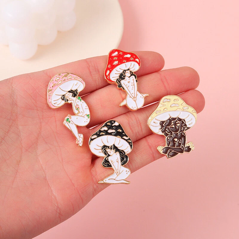 Cute Lady Mushroom Series Brooch Girl And Plant Brooch Cartoon Nature Art Pin