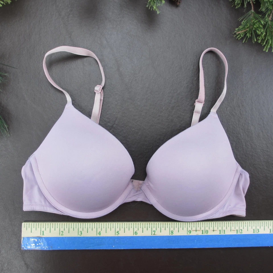 Sujetador Victoria's Secret 34B púrpura acolchado push-up con aros cierre ajustable trasero Foto 2 de 4