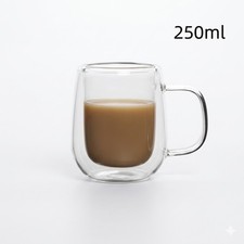 Double Wall Insulated Glass Coffee Glass Mug Tea Cup With Handle 150/250/350/450