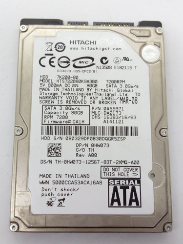 HITACHI *** HTS722080K9A300*** 80GB SATA HDD Notebook 2,5 Zoll #NFP1742