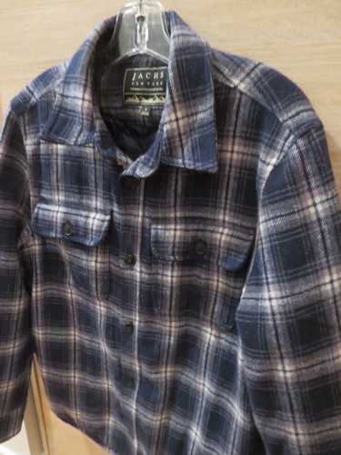 Jachs New York Flannel Shirt Jacket Heavy Blue Quilted Lining 30% Wool Size S - Picture 4 of 16