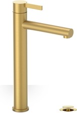 1 Hole Tall Bathroom Vessel Sink Faucet, Brushed Gold Single Hole Single Handle