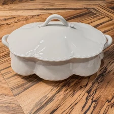 Haviland France 1893-1931, Antique Brilliant White Porcelain, Covered Serve Dish