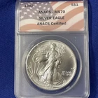 1992 American Silver Eagle ANACS MS70 Flag Label