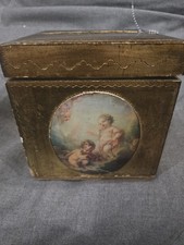Vintage Florentine Gilded Wooden Tissue Box Cherubins Made In Florence