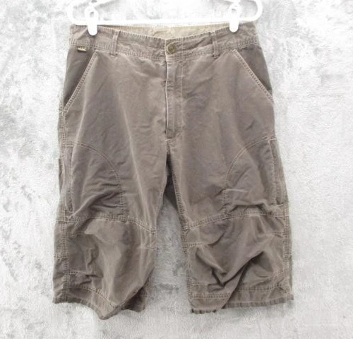 Kuhl Shorts Mens 32x15 Brown KuhlDry Cargo Outdoor Hiking Cotton Nylon Canvas