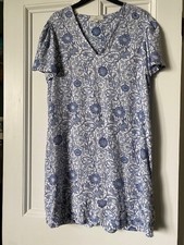 Next Morris & Co. Blue & White Linen Blend Dress size 16 VGCC