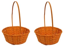 Wicker Easter Basket 18 Inch with Long Handles Set of 2 Orange Empty Gift for