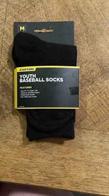 Easton 745492998526 Youth Baseball Socks 5Y-7Y Ages 7-8 Black Moisture Wicking 
