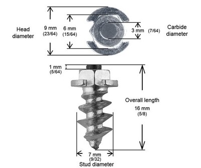 IGrip SS15 Shoulder Tire Studs - 15mm (Qty: 200) Motorcycle ATV/UTV SS-15200