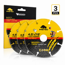 3PCS 4.5" Diamond Cut Off Wheels 7/8" Arbor Metal Rebar Angle Grinder 5000+ Cuts
