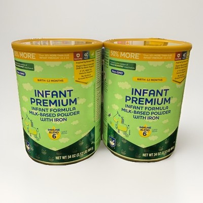 2X Infant Premium Infant Formula Milk Based Powder With Iron 34 Oz 01-27+