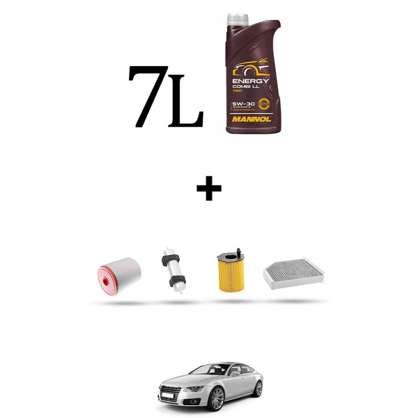 Hoffcar Wartungskit 4 Filter Und 7L ÖL FüR Audi A7 (4GA, 4GF) 3.0 TDI 176KW-image