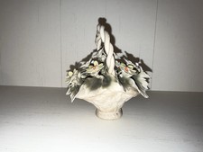 Vintage Italian Capodimonte Porcelain Floral Basket Hand Made Flowers