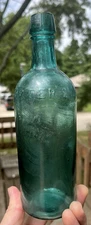 NICE TEAL COLORED CARTER'S MASTER INK BOTTLE APPLIED LIP 1870'S ERA DUG L@@K