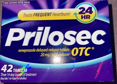 42 Count Prilosec OTC Omeprazole 20mg Acid Reducer for Heartburn  Exp 11-2026