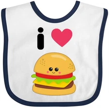 Inktastic I Love Cheeseburgers Baby Bib Food Humor Fast Ketchup Lettuce Mustard