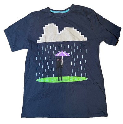 Minecraft Bad Weather T shirt Tee By Jordan Lea Bender Threadless .com Sz M Blue