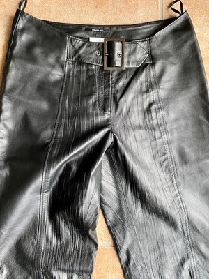 elegante Lederhose Damen schwarz Versace Classic Lammnappa Größe 36 wie neu