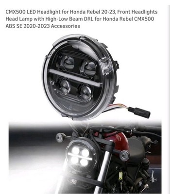 Luxemoto CMX 500 LED Headlight Honda Rebel 20-23 Head Light Low And High Beam