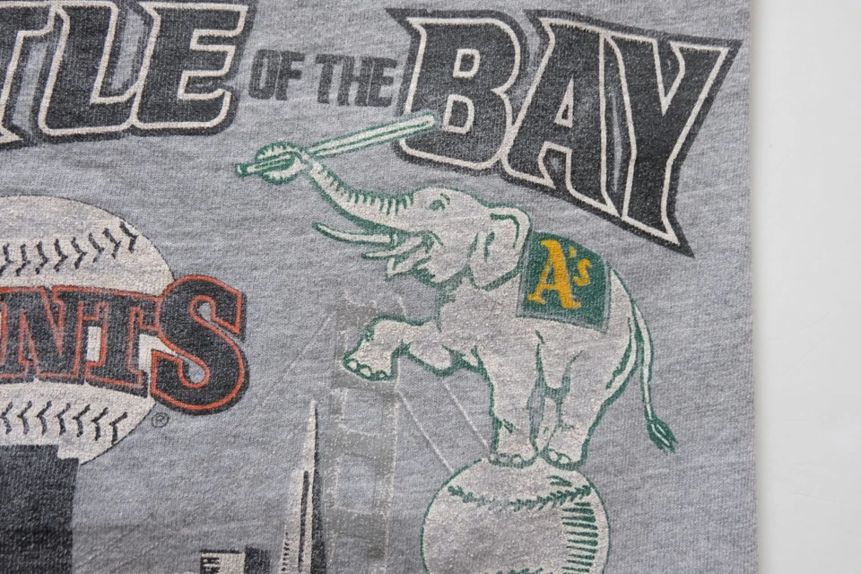 MLB STARTER DE COLECCIÓN BATTLE OF THE BAY GIANTS ATLETISMO EE. UU. SUDADERA HOMBRE TALLA L 1989 Foto 4 de 4