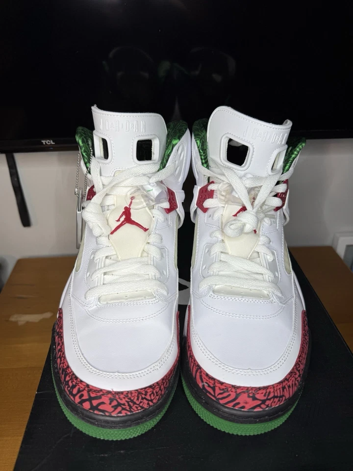 Air Jordan Spizike OG (2014) Talla 13 Blanco Varsity Rojo Verde NUEVO Foto 3 de 4