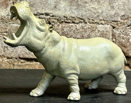 Rare HTF Marx 1950's WILD ANIMALS Zoo Jungle Playset 7" Hippo Animal Figure