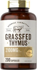Grass Fed Beef Thymus 2100mg | 200 Capsules | Non-GMO | by Herbage Farmstead