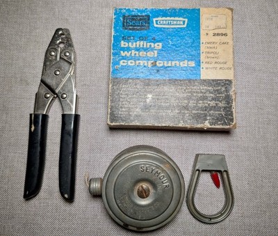 VTG Craftsman Seymour Tool Lot Chalk Line Reel Buffing Compounds USA Shop Tools