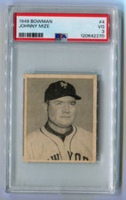 1948 Bowman - JOHNNY MIZE - Rookie Card #4 - NEW YORK GIANTS PSA 3. rookie card picture
