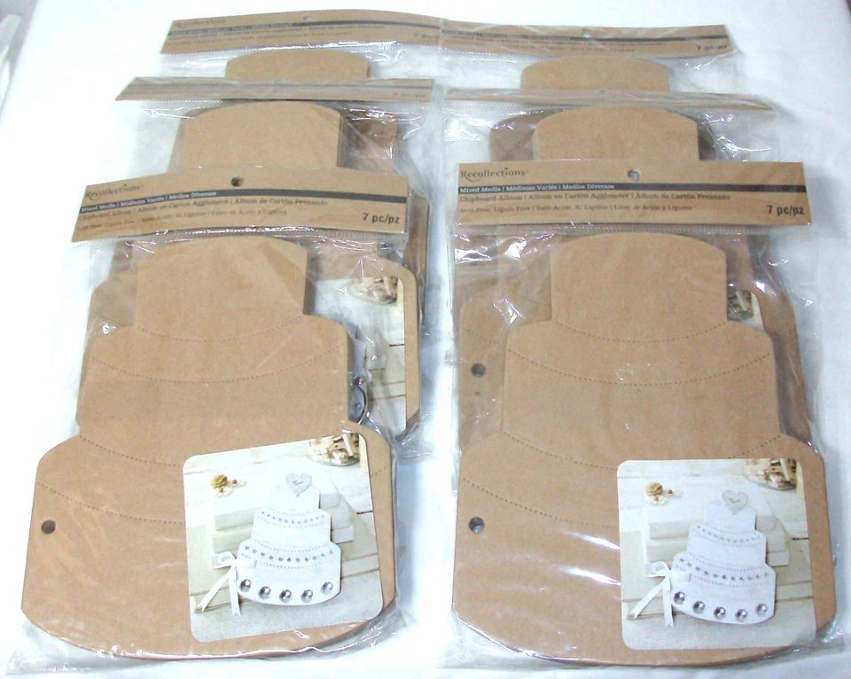 6 Pack Recollections Tiered Wedding Cake Chipboard Albums 7pc Mixed Media  NEW - Image 1 of 4