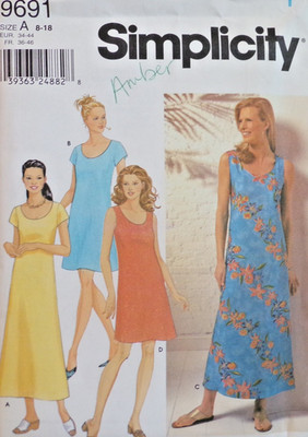 Simplicity Sewing Pattern 9691 Misses Pullover Dress 4 Variations Sizes 8-18 UC