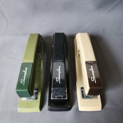 VNTG Swingline 747 Model 94-41 Lot of 3 Avocado Green, Black, Tan Stapler USA 