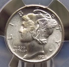 1938 "P" Mercury SILVER Dime 10c PCGS MS66 FB #660 *FULL BANDS* Gem BU ECC&C Inc