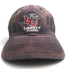 Distressed Liberty University Flames Embroidered Adjustable Hat (C)