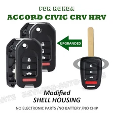 2 for Honda Accord Civic CR-V HR-V 2014-2021 Modified Flip Remote Key Shell Case