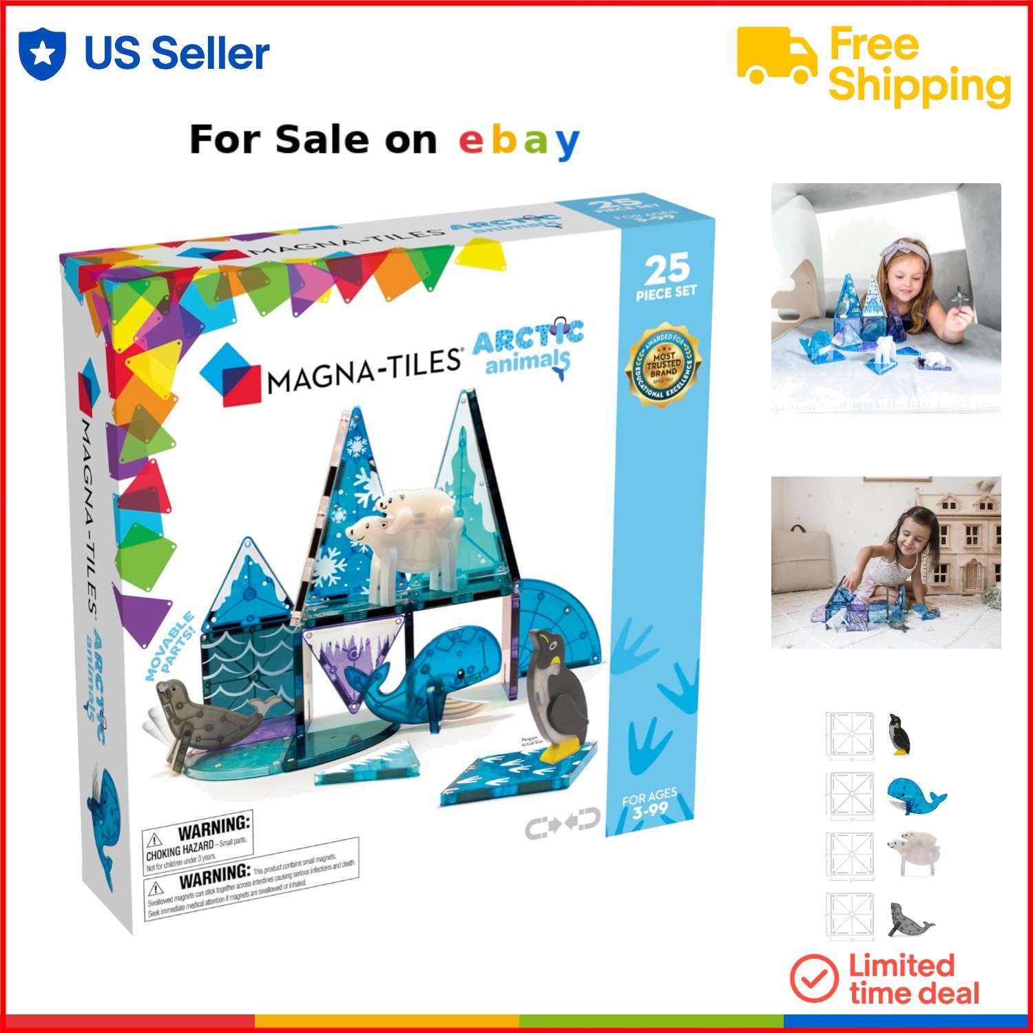 Magnetic Arctic Animals Building Set 25-Piece STEM Toy for Creative Play  