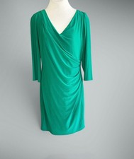 Lauren Ralph Lauren Kelly Green Jersey Knit Ruched Sides Long Sleeve Dress 16