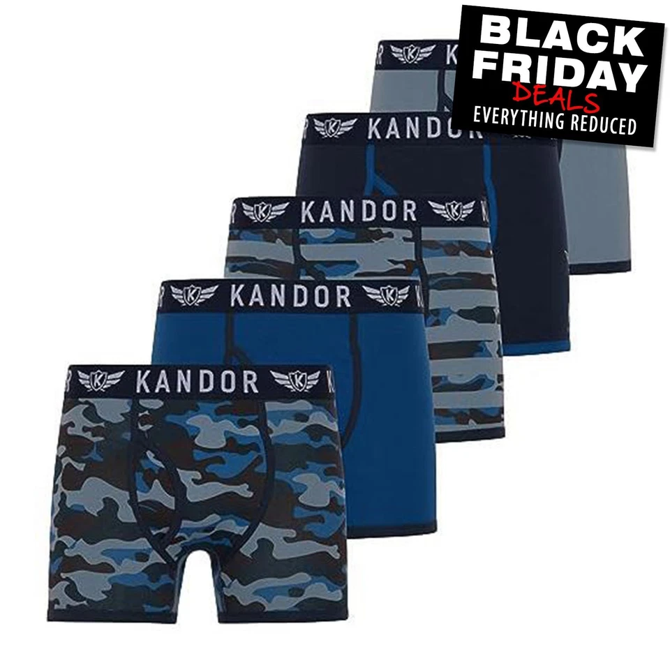 Kandor Camobee Mens 5pk Boxer Shorts Comfort Casual Underwear Blue Camo