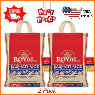 2 pack Authentic Royal Naturally Aged Long Grain Indian White Basmati Rice 20lb