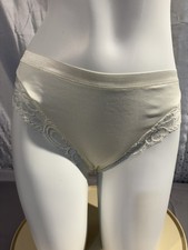 HANRO of Switzerland vintage NWT CHAMPAGNE with lace Hi-Cut Cotton Panty sz XS